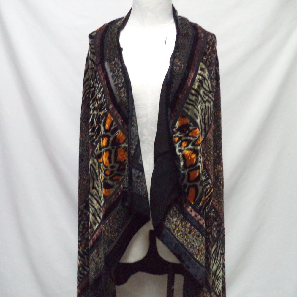 Carole Little Vintage Y2K Velvet burnout Duster Cardigan Cover-Up Shawl Size 14 - Picture 1 of 13